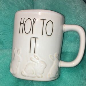Rae Dunn White 'Hop To It' Bunny Mug